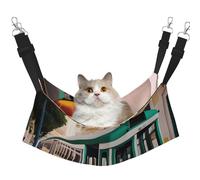 KOUUIP Lisbon Tram Pattern Print Cat Hammock for Cage Hanging,Pet Hammock Bed Adjustable,Soft Sleeping Hammock for Cats,Ferret