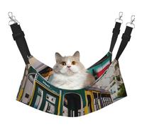KOUUIP Lisbon Tram Print Cat Hammock for Cage Hanging,Pet Hammock Bed Adjustable,Soft Sleeping Hammock for Cats,Ferret