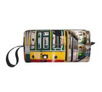 KOUUIP lisbon tram print Large Capacity Travel Makeup Case Organizer Makeup Bag Portable Cosmetic Bag For Women, White, One Size