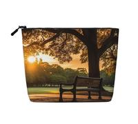 KOUUIP Lonely Bench Sunset print Cute Travel Toiletry Bag Makeup Bag Organizer Pouch,Travel Size Toiletries Bag for Women, Black, One Size