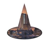 KOUUIP Los Angeles Skyline Print Women Witch Hat - Cosplay Party Costume Accessory For - Halloween Party Decor Costume