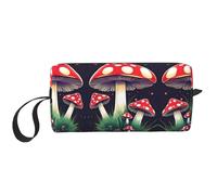 KOUUIP Magic Mushrooms print Large Capacity Travel Makeup Case Organizer Makeup Bag Portable Cosmetic Bag For Women, White, One Size