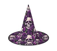 KOUUIP Many Purple Rose Skull Print Women Witch Hat - Cosplay Party Costume Accessory For - Halloween Party Decor Costume
