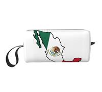 KOUUIP Mexico Flag Map print Large Capacity Travel Makeup Case Organizer Makeup Bag Portable Cosmetic Bag For Women, White, One Size