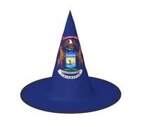 KOUUIP Michigan State Flag Print Women Witch Hat - Cosplay Party Costume Accessory For - Halloween Party Decor Costume