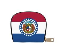 KOUUIP Missouri State Flag print Womens Credit Card Holder Wallet Zip Leather Card Case Card Holder Unisex For Men And Women, White, One Size