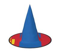 KOUUIP Mongolian Flag Print Women Witch Hat - Cosplay Party Costume Accessory For - Halloween Party Decor Costume