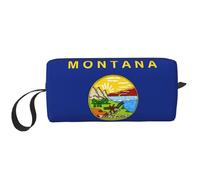 KOUUIP Montana State Flag print Large Capacity Travel Makeup Case Organizer Makeup Bag Portable Cosmetic Bag For Women, White, One Size