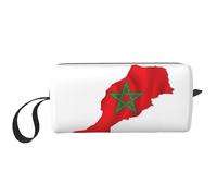 KOUUIP Morocco Flag Map print Large Capacity Travel Makeup Case Organizer Makeup Bag Portable Cosmetic Bag For Women, White, One Size