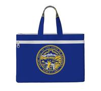 KOUUIP Nebraska Flag Canvas Document Bag with Print 10.6 * 15 Inch, 2 Zipper Pockets, Clutter-Free for Office Files