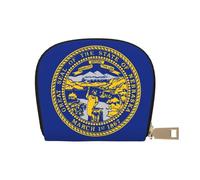 KOUUIP Nebraska Flag print Womens Credit Card Holder Wallet Zip Leather Card Case Card Holder Unisex For Men And Women, White, One Size