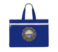 KOUUIP New Hampshire state flag Canvas Document Bag with Print 10.6 * 15 Inch, 2 Zipper Pockets, Clutter-Free for Office Files
