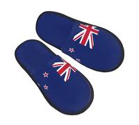 KOUUIP New Zealand Flag Compact Travel Slippers, Plush Foldable Indoor Slippers for Hotel Spa and Guest Winter Use