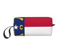 KOUUIP North Carolina state flag print Large Capacity Travel Makeup Case Organizer Makeup Bag Portable Cosmetic Bag For Women, White, One Size