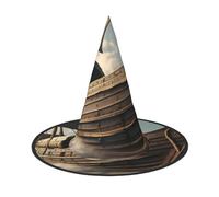 KOUUIP Old Viking Boat Print Women Witch Hat - Cosplay Party Costume Accessory For - Halloween Party Decor Costume
