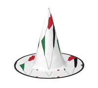KOUUIP Palestine Flag Map Print Women Witch Hat - Cosplay Party Costume Accessory For - Halloween Party Decor Costume