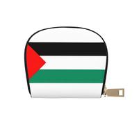 KOUUIP Palestine flag print Womens Credit Card Holder Wallet Zip Leather Card Case Card Holder Unisex For Men And Women, White, One Size