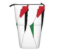 KOUUIP Palestine Flag Telescopic Pencil Case Pen Holder Stationery Case Stand Up Pouch Retractable Bag Stand Organizer, black, standard size