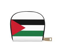 KOUUIP Palestinian flag print Womens Credit Card Holder Wallet Zip Leather Card Case Card Holder Unisex For Men And Women, White, One Size