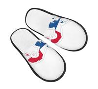KOUUIP Panama Flag Map Compact Travel Slippers, Plush Foldable Indoor Slippers for Hotel Spa and Guest Winter Use, Black, 5