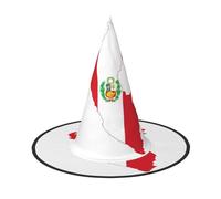 KOUUIP Peru Flag Map Print Women Witch Hat - Cosplay Party Costume Accessory For - Halloween Party Decor Costume