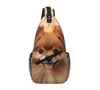 KOUUIP Pomeranians Pattern Crossbody Bag For Men And Women, Anti Theft Crossbody Chest Bag Casual Travel Bag For Hiking