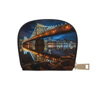 KOUUIP Portland at night print Womens Credit Card Holder Wallet Zip Leather Card Case Card Holder Unisex For Men And Women, White, One Size
