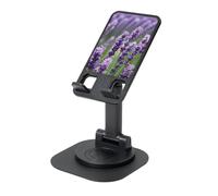 KOUUIP Purple Lavender Floral Flowers 360 Swivel Phone Stand Adjustable Angle Portable Foldable Desktop Dock with Non-Slip Base
