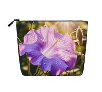 KOUUIP Purple Morning Glory print Cute Travel Toiletry Bag Makeup Bag Organizer Pouch,Travel Size Toiletries Bag for Women, Black, One Size