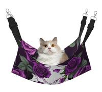 KOUUIP Purple Rose Skeleton Print Cat Hammock for Cage Hanging,Pet Hammock Bed Adjustable,Soft Sleeping Hammock for Cats,Ferret