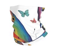 KOUUIP Rainbow Butterfly print Headband Neck Gaiter Head Wrap Headwear Face Mask Magic Scarf Bandana for Men and Women