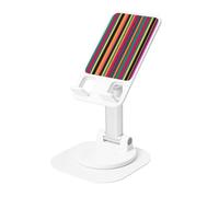 KOUUIP Rainbow Colored Striped 360 Swivel Phone Stand Adjustable Angle Portable Foldable Desktop Dock with Non-Slip Base