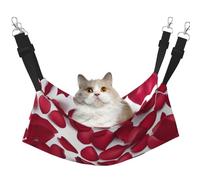 KOUUIP Red Rose Petals Print Cat Hammock for Cage Hanging,Pet Hammock Bed Adjustable,Soft Sleeping Hammock for Cats,Ferret