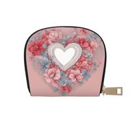 KOUUIP Romantic Heart print Womens Credit Card Holder Wallet Zip Leather Card Case Card Holder Unisex For Men And Women, White, One Size