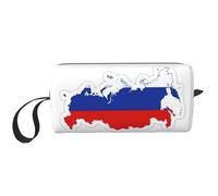 KOUUIP Russian Flag Map print Large Capacity Travel Makeup Case Organizer Makeup Bag Portable Cosmetic Bag For Women, White, One Size