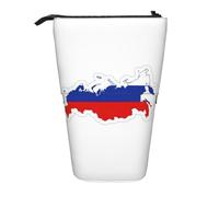 KOUUIP Russian Flag Map print Telescopic Pencil Bag Pen Holder Stationery Case, Stand-up Retractable Bag Standing Organizer