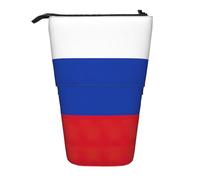 KOUUIP Russian Flag print Telescopic Pencil Bag Pen Holder Stationery Case, Stand-up Retractable Bag Standing Organizer