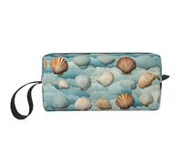 KOUUIP Sea Shell print Large Capacity Travel Makeup Case Organizer Makeup Bag Portable Cosmetic Bag For Women, White, One Size