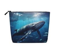 KOUUIP Seal Whale Octopus Fish print Cute Travel Toiletry Bag Makeup Bag Organizer Pouch,Travel Size Toiletries Bag for Women, Black, One Size