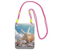 KOUUIP Seashells Starfish Print Mini Cell Phone Crossbody Purses Travel Wallet Purses,Small Crossbody Bags Adjustable Strap, Fuchusia, One Size