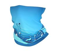 KOUUIP Sky blue musical notes print Headband Neck Gaiter Head Wrap Headwear Face Mask Magic Scarf Bandana for Men and Women