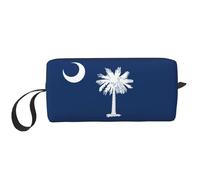 KOUUIP South Carolina Flag print Large Capacity Travel Makeup Case Organizer Makeup Bag Portable Cosmetic Bag For Women, White, One Size