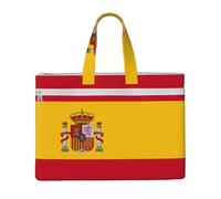 KOUUIP Spanish flag Canvas Document Bag with Print 10.6 * 15 Inch, 2 Zipper Pockets, Clutter-Free for Office Files