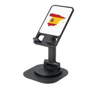 KOUUIP Spanish Flag Map 360 Swivel Phone Stand Adjustable Angle Portable Foldable Desktop Dock with Non-Slip Base