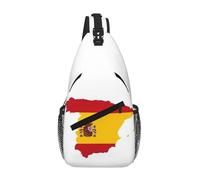 KOUUIP Spanish Flag Map Crossbody Bag For Men And Women, Anti Theft Crossbody Chest Bag Casual Travel Bag For Hiking
