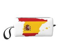 KOUUIP Spanish Flag Map print Large Capacity Travel Makeup Case Organizer Makeup Bag Portable Cosmetic Bag For Women, White, One Size