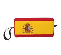 KOUUIP Spanish flag print Large Capacity Travel Makeup Case Organizer Makeup Bag Portable Cosmetic Bag For Women, White, One Size