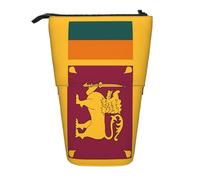KOUUIP Sri Lanka Flag Design Telescopic Pencil Case Pen Holder Stand Organizer, Black, One Size