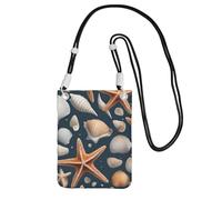 KOUUIP Starfish and shells Print Mini Cell Phone Crossbody Purses Travel Wallet Purses,Small Crossbody Bags Adjustable Strap, Black, One Size