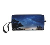 KOUUIP Starry Sky Meteor Stars print Large Capacity Travel Makeup Case Organizer Makeup Bag Portable Cosmetic Bag For Women, White, One Size